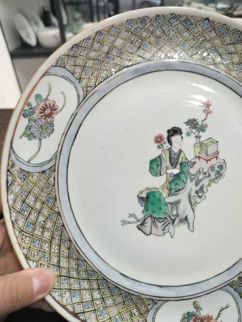 古玩陶瓷五彩仕女人物圖折腰盤拍賣,當前價格2800元