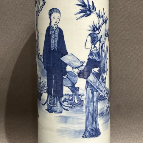 古玩陶瓷青花仕女人物紋箭筒拍賣,當前價格18000元