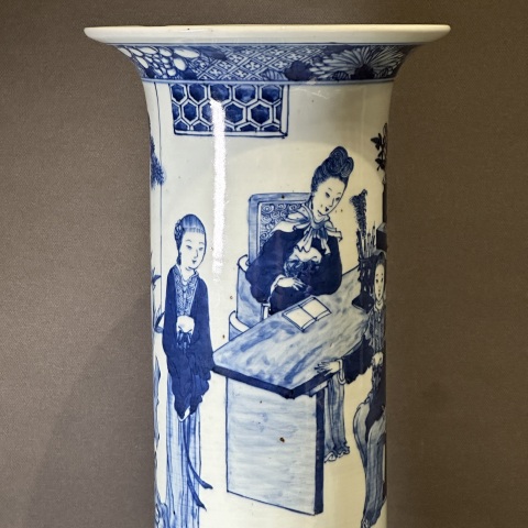 古玩陶瓷青花仕女人物紋箭筒拍賣,當前價格18000元