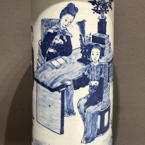 古玩陶瓷青花仕女人物紋箭筒拍賣,當前價格18000元