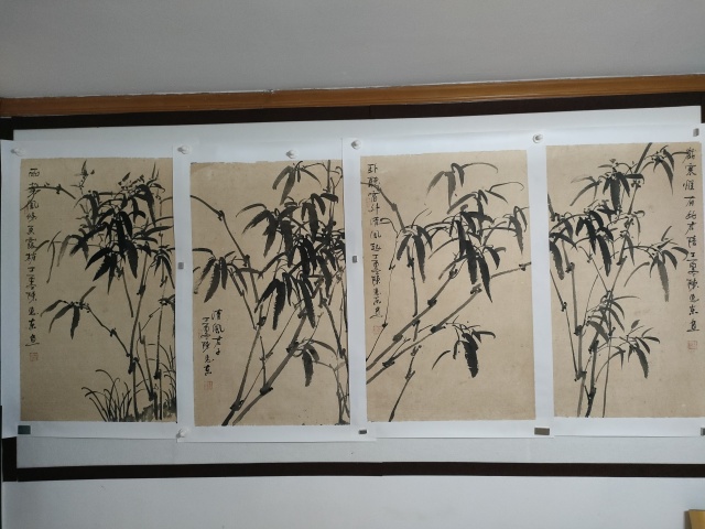 古玩字畫中美協陳惠東墨竹四條屏拍賣，當前價格168元