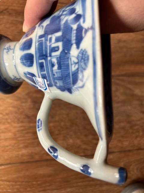 古玩陶瓷青花山水人物紋爵杯拍賣，當前價格2580元