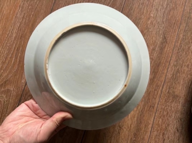 古玩陶瓷樓臺(tái)亭閣山水紋青花盤拍賣，當(dāng)前價(jià)格1500元