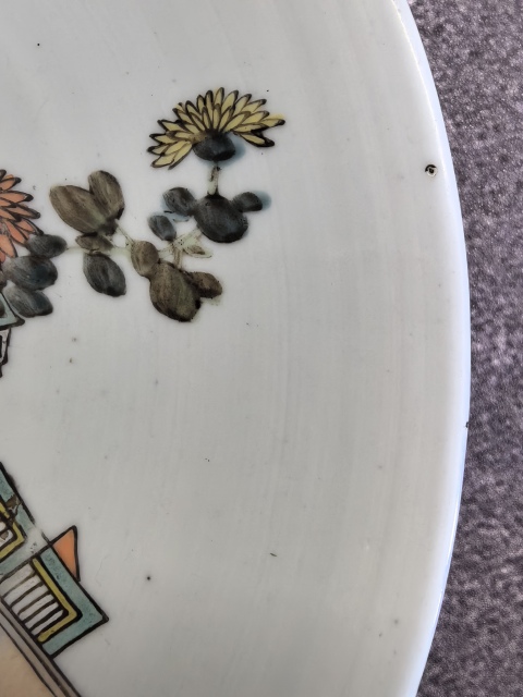古玩陶瓷名家(戴裕成)淺絳彩博古大盤(底有名款)拍賣,當前價格18888元