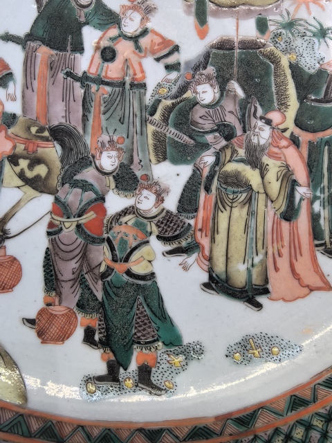 古玩陶瓷五彩人物故事紋大盤拍賣,當前價格11888元