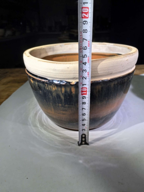 古玩陶瓷磁州窯窯變黑釉白覆輪洗拍賣,當前價格2600元