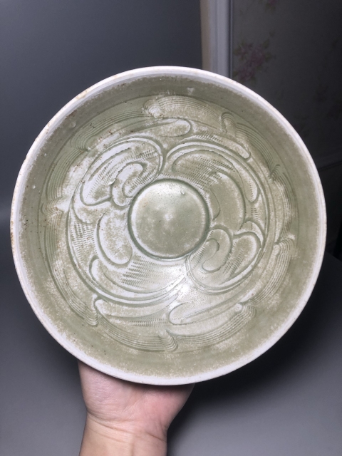 古玩陶瓷金村青瓷刻花斗笠碗拍賣,當前價格3600元