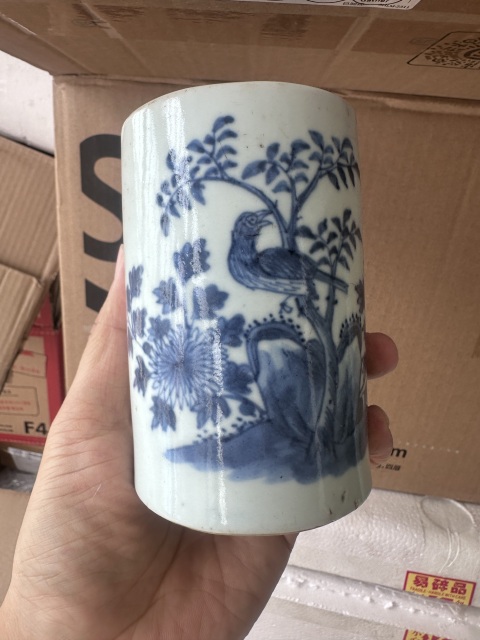 古玩陶瓷青花花鳥紋筆筒拍賣，當前價格2800元