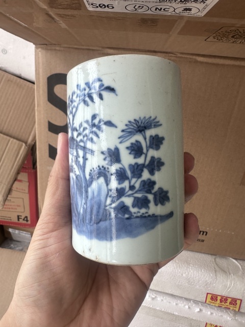 古玩陶瓷青花花鳥紋筆筒拍賣，當前價格2800元