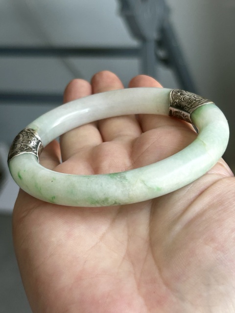 古玩玉器清天然翡翠手鐲拍賣，當(dāng)前價(jià)格3000元
