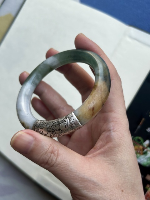 古玩玉器清天然翡翠手鐲拍賣，當(dāng)前價(jià)格9800元