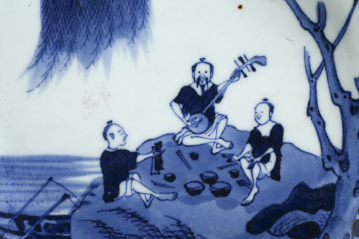 古玩陶瓷清雍乾·青花漁樂(lè)圖盤(pán)拍賣,當(dāng)前價(jià)格6800元