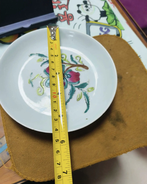 古玩陶瓷民國三桃紋粉彩盤拍賣,當前價格150元