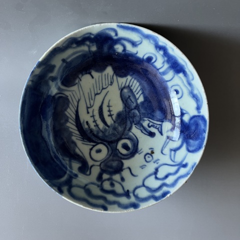 古玩陶瓷過墻龍紋青花碗拍賣,當前價格6800元
