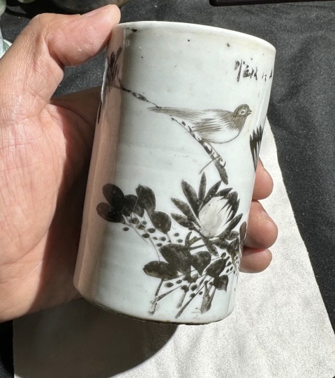 古玩陶瓷墨彩花鳥紋筆筒拍賣，當前價格1500元