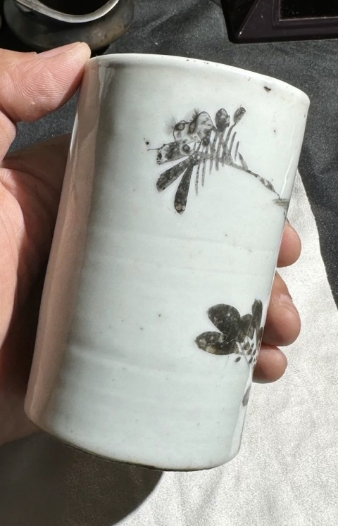 古玩陶瓷墨彩花鳥紋筆筒拍賣，當前價格1500元