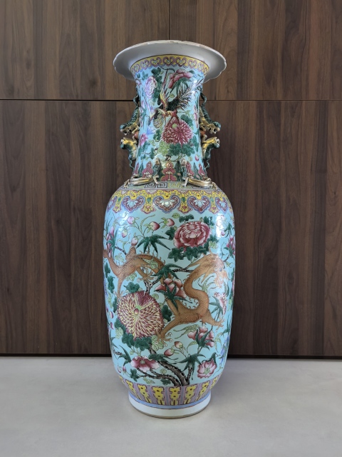 古玩陶瓷道咸粉彩龍穿花紋花口瓶(巨大81高)拍賣,當前價格88888元