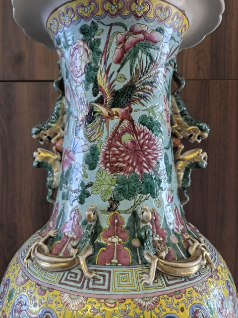 古玩陶瓷道咸粉彩龍穿花紋花口瓶(巨大81高)拍賣,當前價格88888元