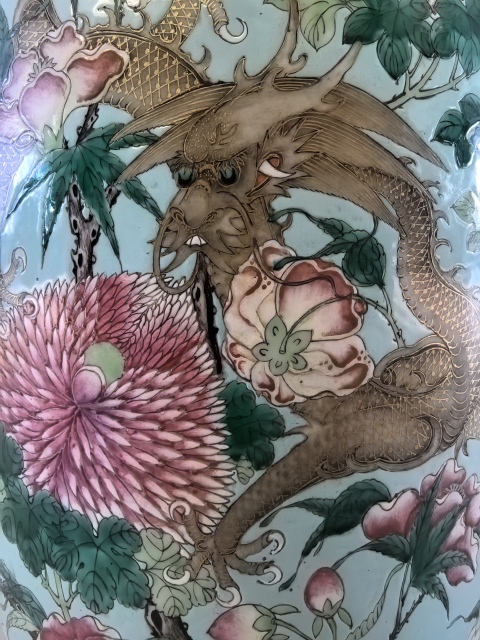 古玩陶瓷道咸粉彩龍穿花紋花口瓶(巨大81高)拍賣,當前價格88888元
