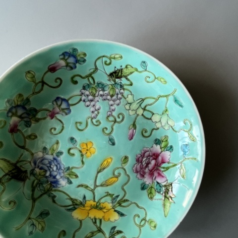 古玩陶瓷晚清民國大雅齋風(fēng)格粉彩花卉盤拍賣，當(dāng)前價格4800元