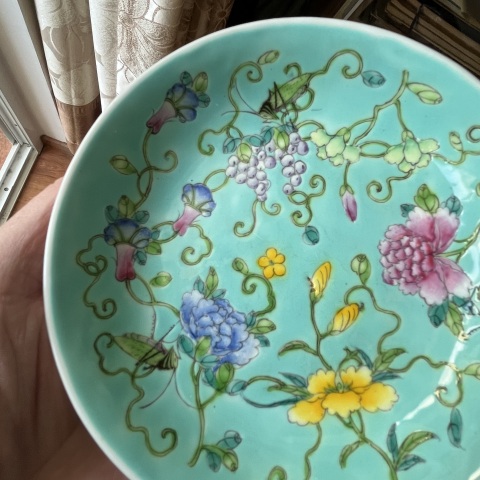 古玩陶瓷晚清民國大雅齋風(fēng)格粉彩花卉盤拍賣，當(dāng)前價格4800元