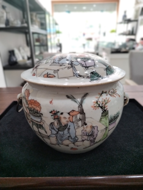 粉彩和合二仙圖詩文粥罐拍賣，當前價格850元
