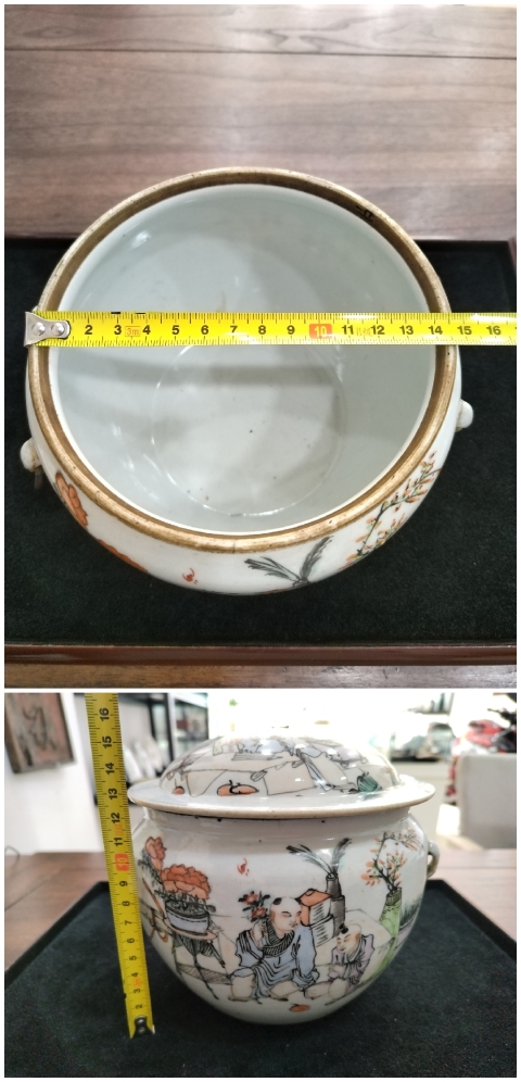 古玩陶瓷粉彩和合二仙圖詩文粥罐拍賣，當前價格800元