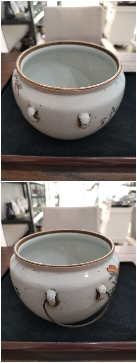 古玩陶瓷粉彩和合二仙圖詩文粥罐拍賣，當前價格800元