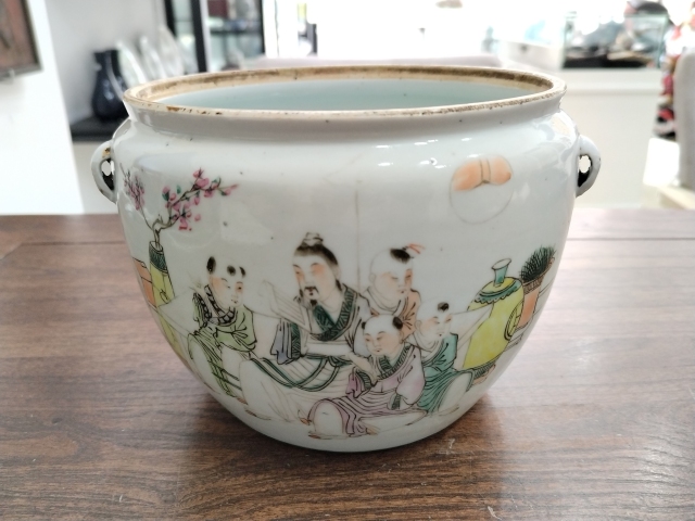 古玩陶瓷汪芳林油粉彩人物故事紋粥罐拍賣，當(dāng)前價(jià)格750元
