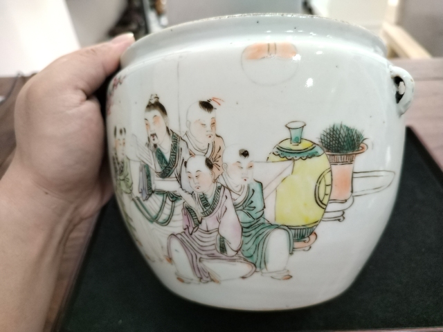 古玩陶瓷汪芳林油粉彩人物故事紋粥罐拍賣，當(dāng)前價(jià)格750元