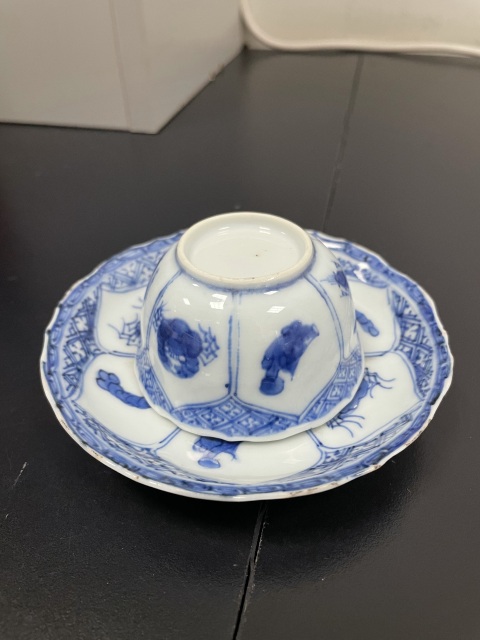 古玩陶瓷清·康熙青花魚蝦蟹紋杯碟拍賣,當(dāng)前價(jià)格2680元
