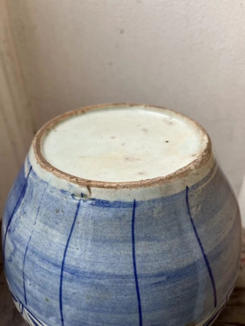 古玩陶瓷花卉紋青花西瓜罐拍賣,當(dāng)前價格99元