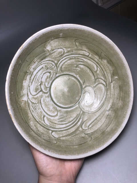 古玩陶瓷金村青瓷刻花斗笠碗拍賣,當前價格3600元