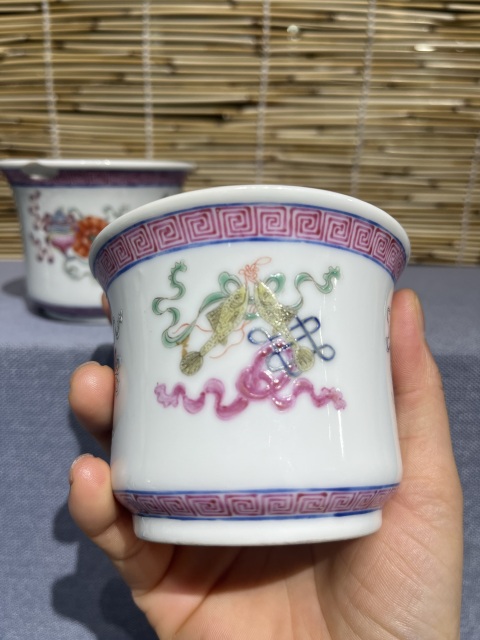 古玩陶瓷粉彩八寶紋菖蒲盆拍賣，當前價格6500元