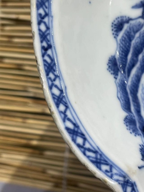 古玩陶瓷青花山水人物紋花口盤拍賣，當前價格3500元