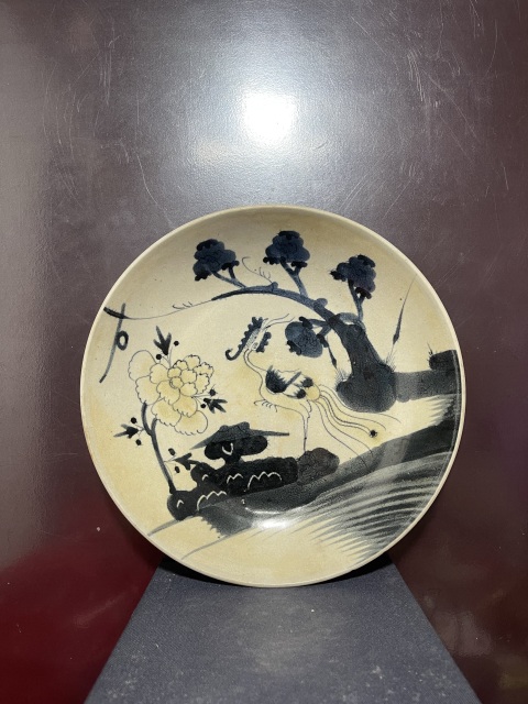 清青花釉里紅鳳穿牡丹圖盤拍賣，當前價格8800元