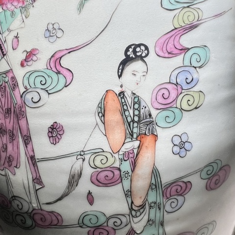 古玩陶瓷民國(guó)名堂 文彩軒粉彩天女散花大蓋罐拍賣,當(dāng)前價(jià)格2380元
