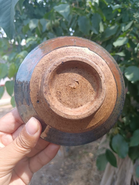 古玩陶瓷元末明初~窯變褐黑釉茶碗拍賣,當前價格160元