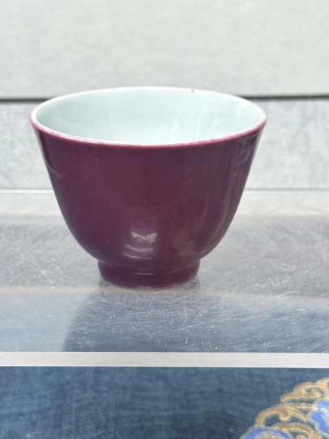 古玩陶瓷民國名家胡隆昌造胭脂紅釉杯拍賣，當前價格390元