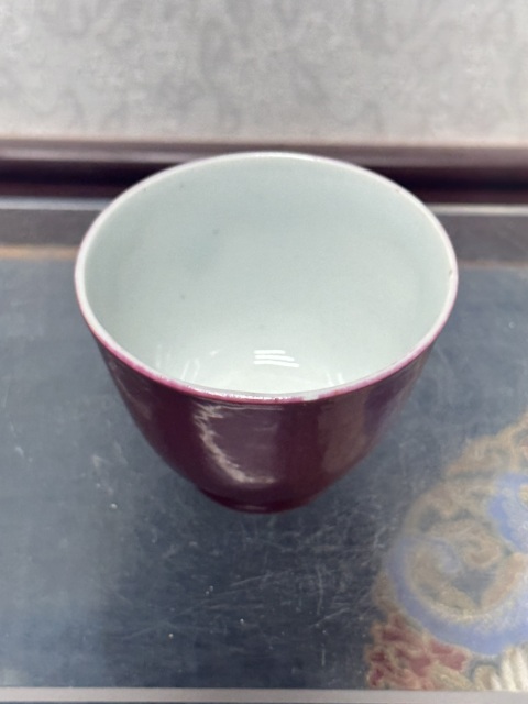 古玩陶瓷民國名家胡隆昌造胭脂紅釉杯拍賣，當前價格390元