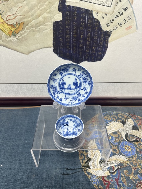 古玩陶瓷清康熙精品人物紋青花杯盤拍賣,當前價格2690元