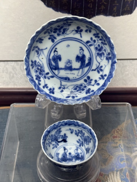 古玩陶瓷清康熙精品人物紋青花杯盤拍賣,當前價格2690元