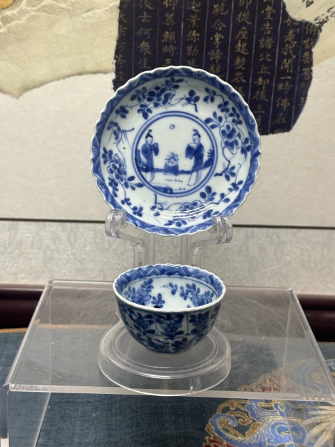 古玩陶瓷清康熙精品人物紋青花杯盤拍賣,當前價格2690元