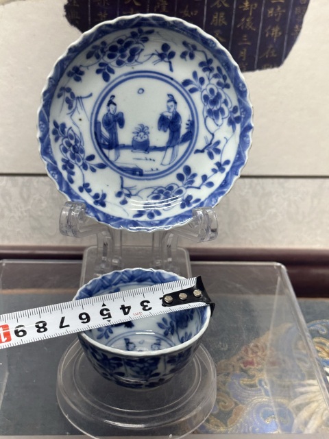 古玩陶瓷清康熙精品人物紋青花杯盤拍賣,當前價格2690元