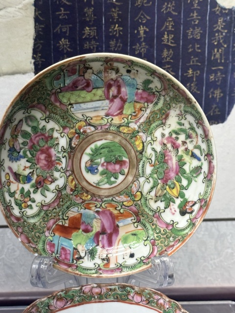古玩陶瓷清晚期廣彩人物故事茶杯拍賣，當前價格690元