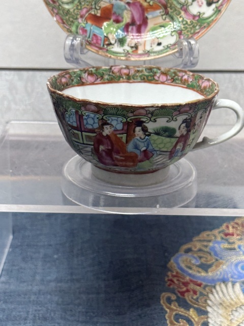古玩陶瓷清晚期廣彩人物故事茶杯拍賣，當前價格690元