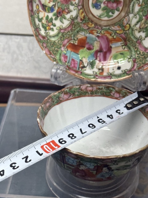 古玩陶瓷清晚期廣彩人物故事茶杯拍賣，當前價格690元