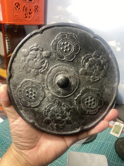 古玩銅器唐代寶相花大銅鏡拍賣，當前價格8500元