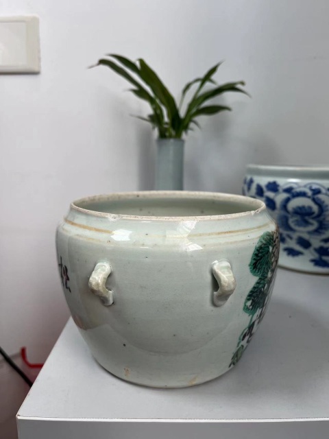 古玩陶瓷民國松鶴紋四系粥罐拍賣,當前價格200元