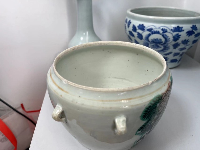 古玩陶瓷民國松鶴紋四系粥罐拍賣,當前價格200元
